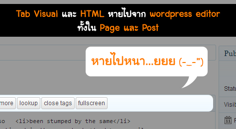 Tab Visual และ HTML หายไปจาก wordpress editor ทั้งใน Page และ Post